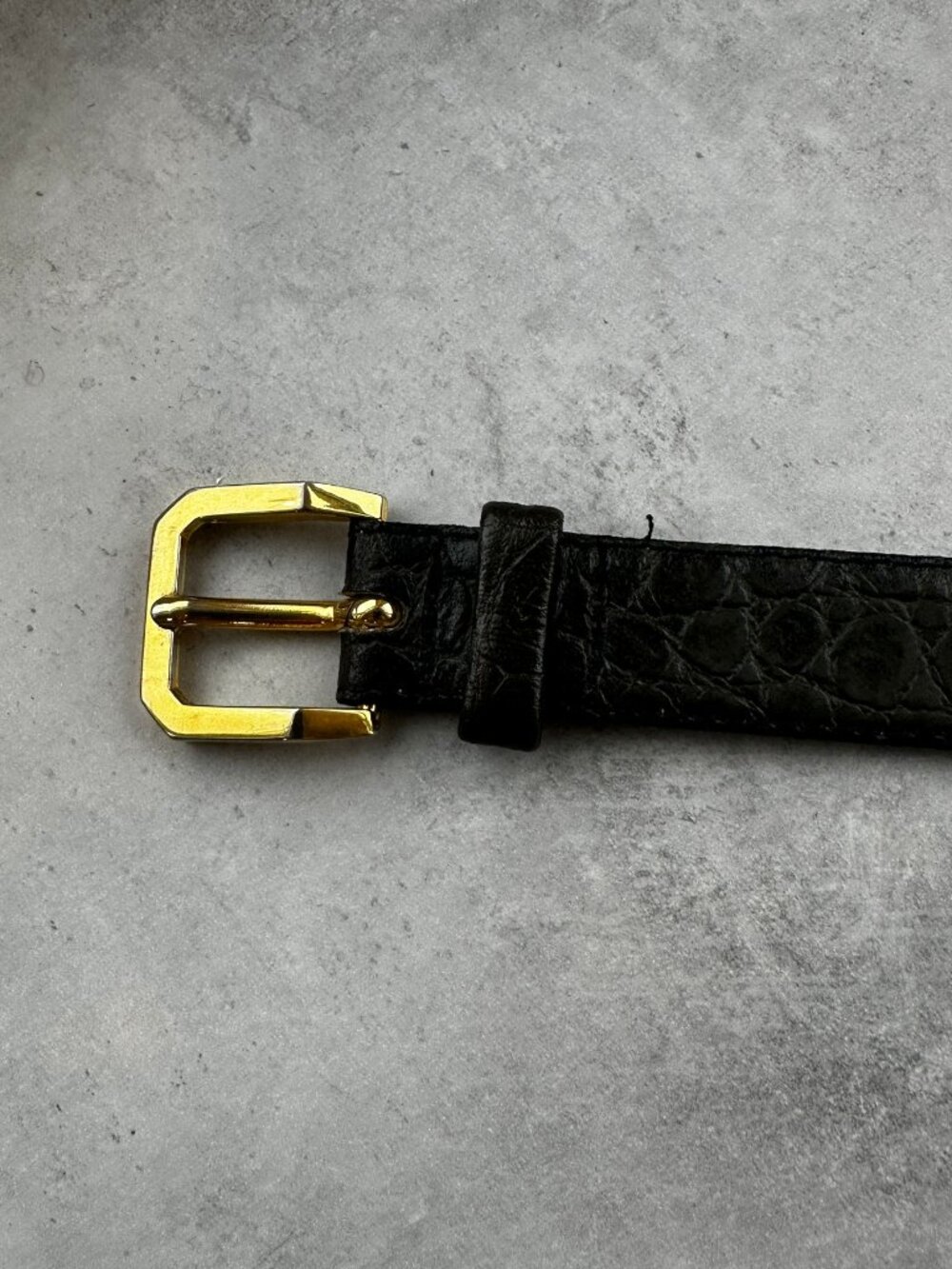Vintage Eaton's Hornback Genuine Crocodile Leather Belt Green Gold Buckle Size 3